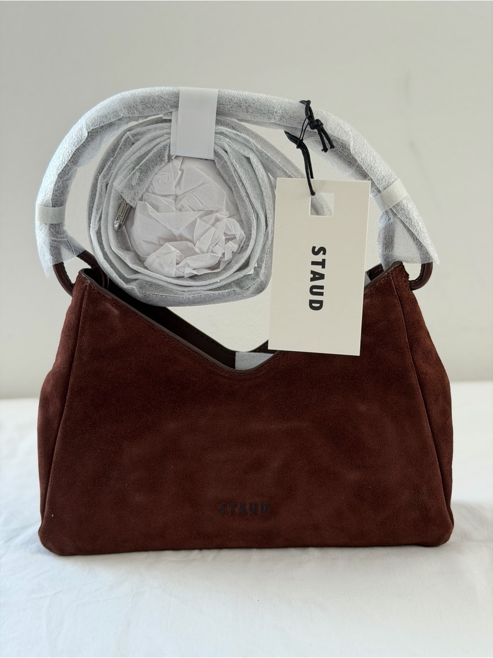 Staud Valerie Shoulder Bag in Mahogany Suede - Picture 7 of 12